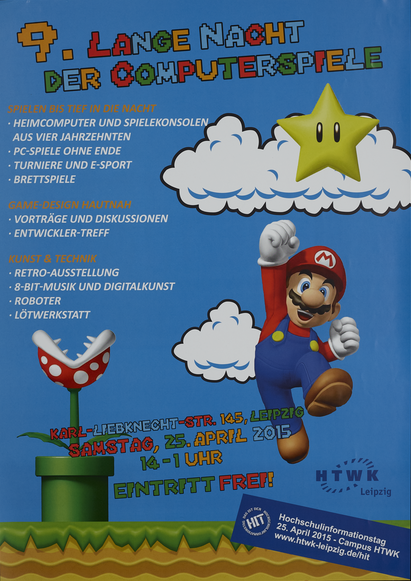 Plakat der Leipziger Computerspielenacht 2015