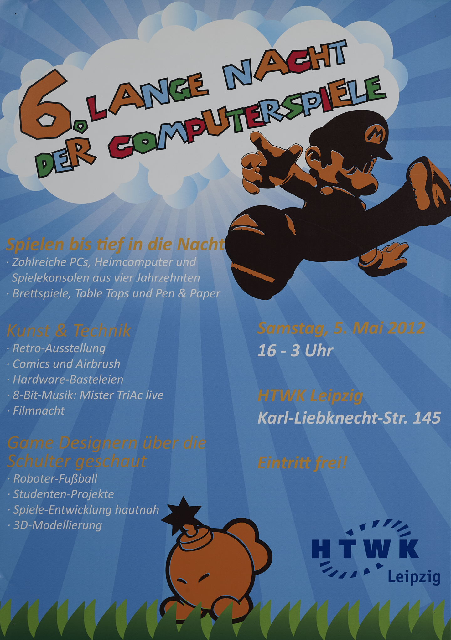 Plakat der Leipziger Computerspielenacht 2012