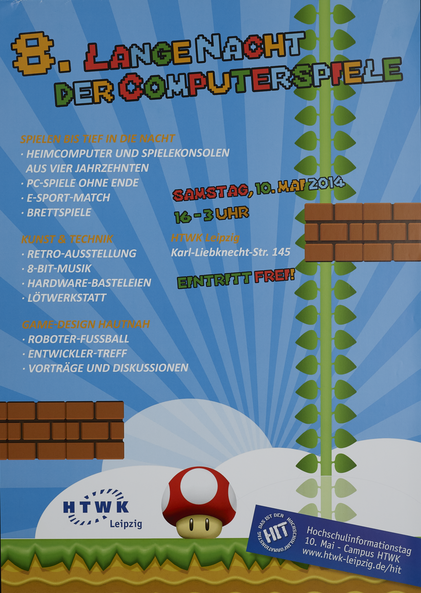 Plakat der Leipziger Computerspielenacht 2014