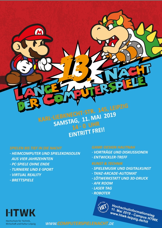 Plakat der Leipziger Computerspielenacht 2019