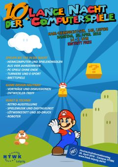 Plakat der Leipziger Computerspielenacht 2016