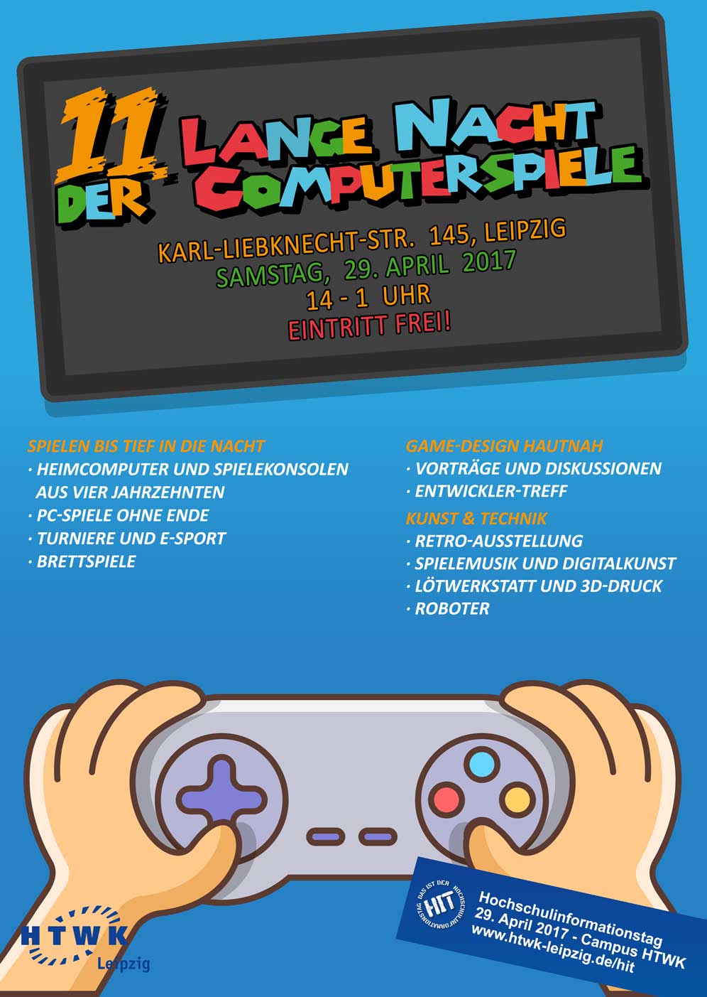 Plakat der Leipziger Computerspielenacht 2017